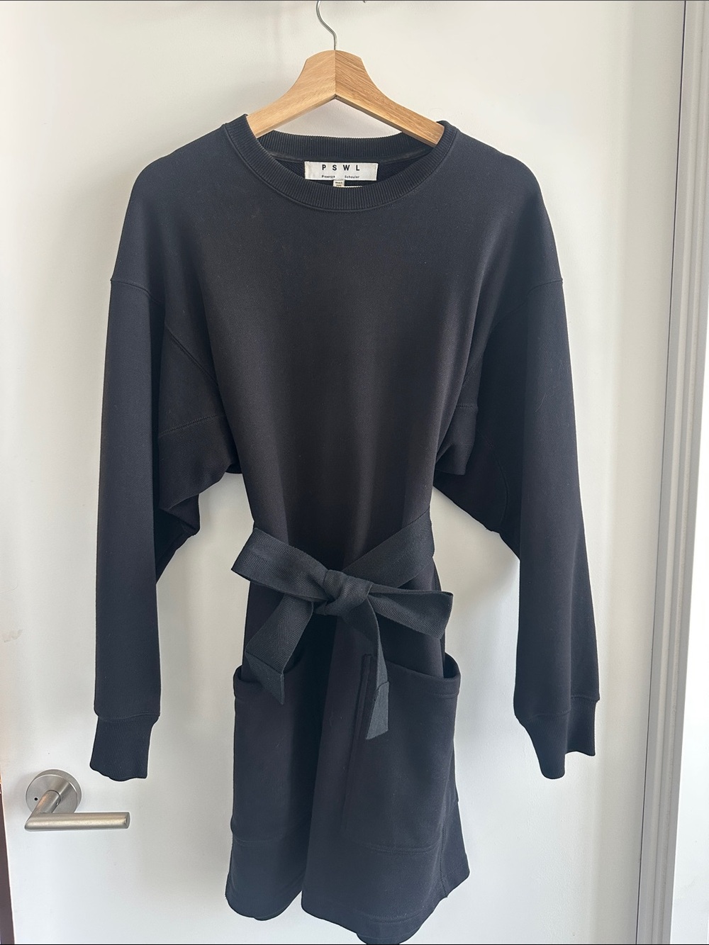 Proenza Schouler Black Tie-Waist Sweatshirt Dress